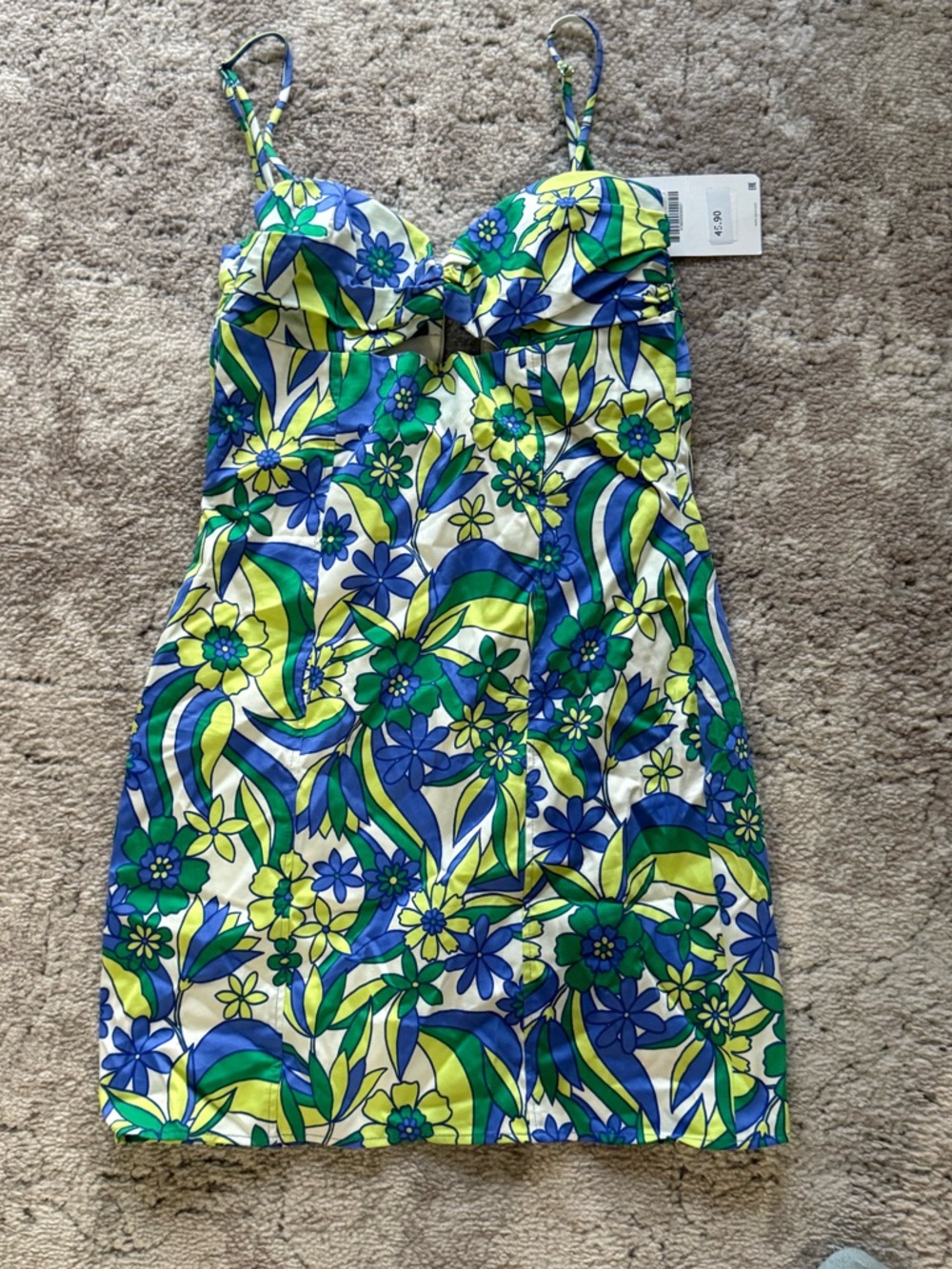 Zara Blue & Green Floral Mini Dress